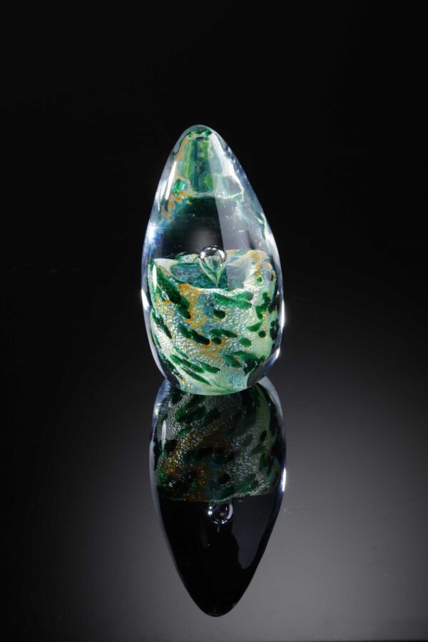 Handmade Paperweight, Special Gift with Silver leaf By Allister Malcolm Glass