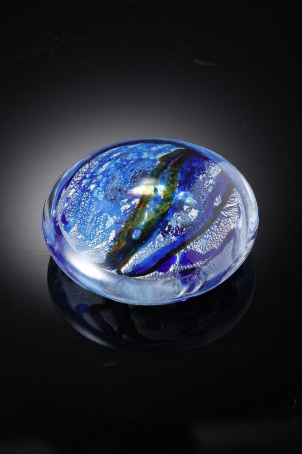Handmade Paperweight for that special gift with Silver leaf By Allister Malcolm Glass