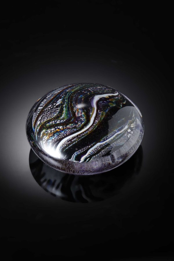 Handmade Paperweight for that special gift with Silver leaf By Allister Malcolm Glass