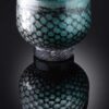 mermaid bowl by allister Malcolm. patterned glass with sterling silver leaf