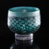 mermaid bowl by allister Malcolm. patterned glass with sterling silver leaf