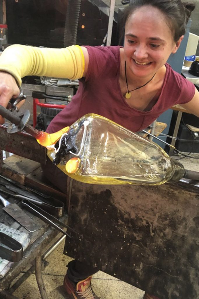 Madeleine Hughes glass art, artist developing artwork