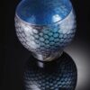 mermaid bowl by allister Malcolm. patterned glass with sterling silver leaf