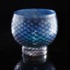 mermaid bowl by allister Malcolm. patterned glass with sterling silver leaf