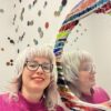 Mirrors and glass murals created using recycled materials.